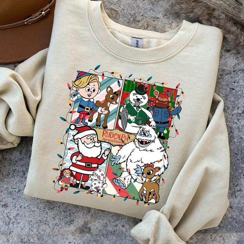 Rudolph Red Nosed Christmas Shirt, A Bit Of A Misfit Hoodie, Rudolph Movie Characters Sweatshirt, Christmas Cute Hoodie,...