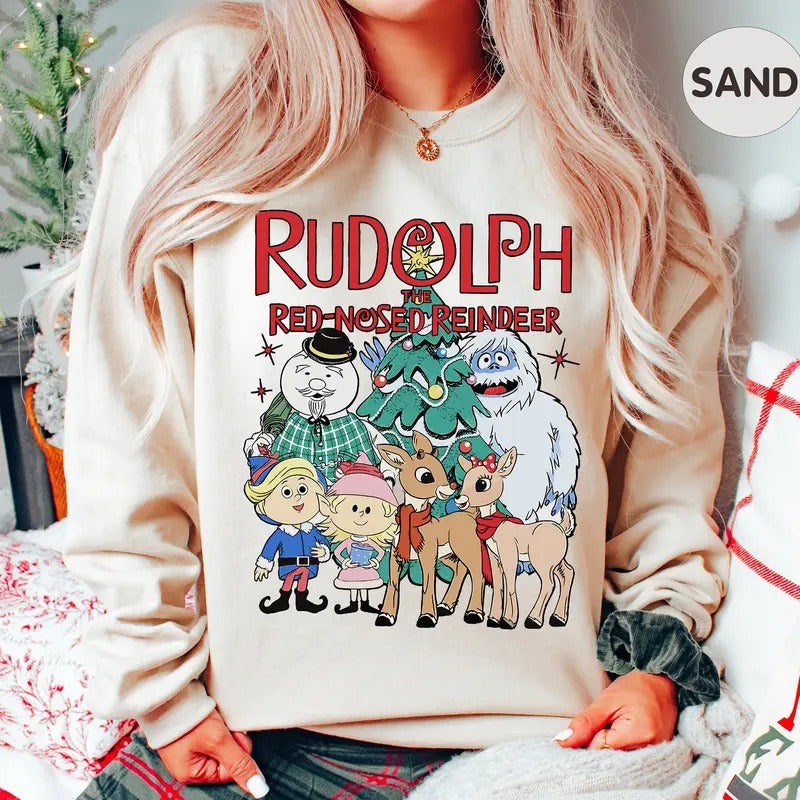 Rudolph The Red Nosed Reindeer Christmas Sweatshirt , Vintage Xmas Shirt for Men and Women,  Rudolph Christmas Shirt Hoodie