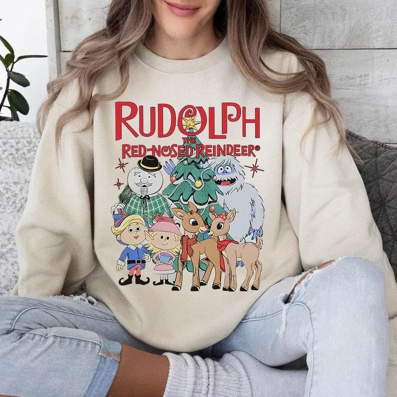 Rudolph The Red Nosed Reindeer Christmas Sweatshirt, Rudolph Xmas Sweatshirt, Rudolph Christmas Shirt, Vintage Christmas...