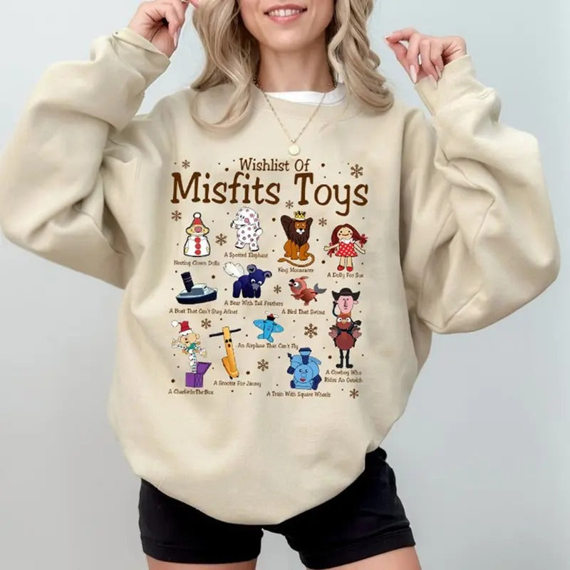 Rudolph Red Nosed Reindeer Wishlist Misfits Toys Shirt Rudolph Xmas Rudolph Shirt 90s Movies T-Shirts, Hoodie, Sweatshirt