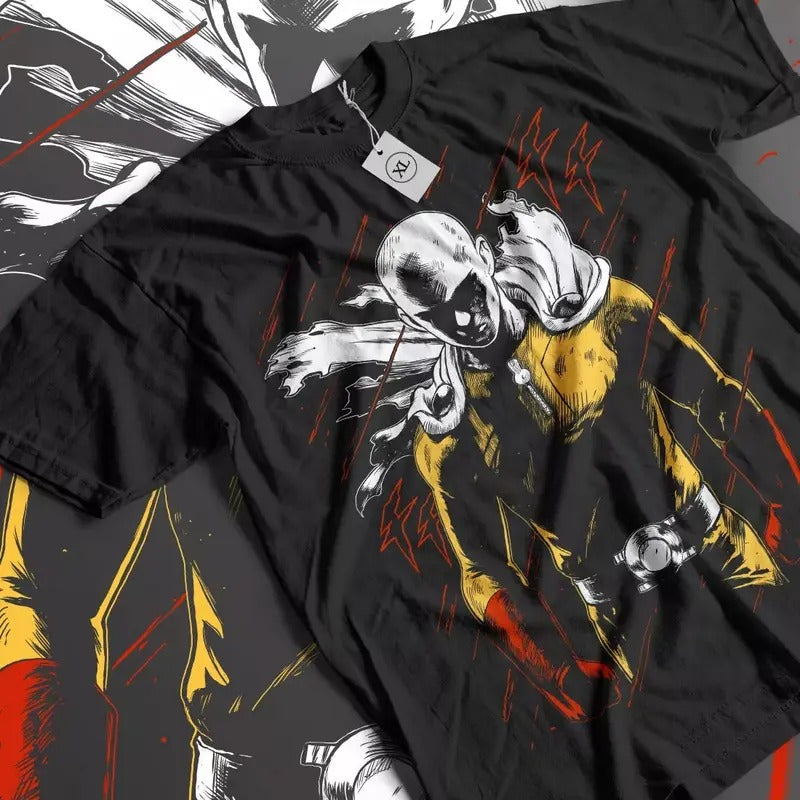 SAITAMA One Punch Man T-Shirt Anime Manga Gifts Black Shirt Unisex All Size Hoodie, Sweatshirt | GrindPrints.com