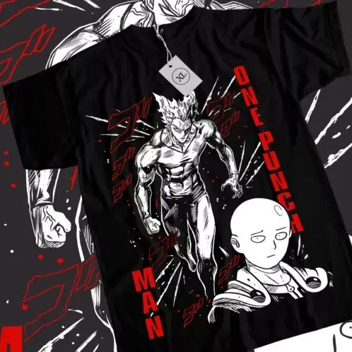 SAITAMA One Punch Man T-Shirt Anime Manga Gifts Black Short Sleeve All Size Hoodie, Sweatshirt | GrindPrints.com