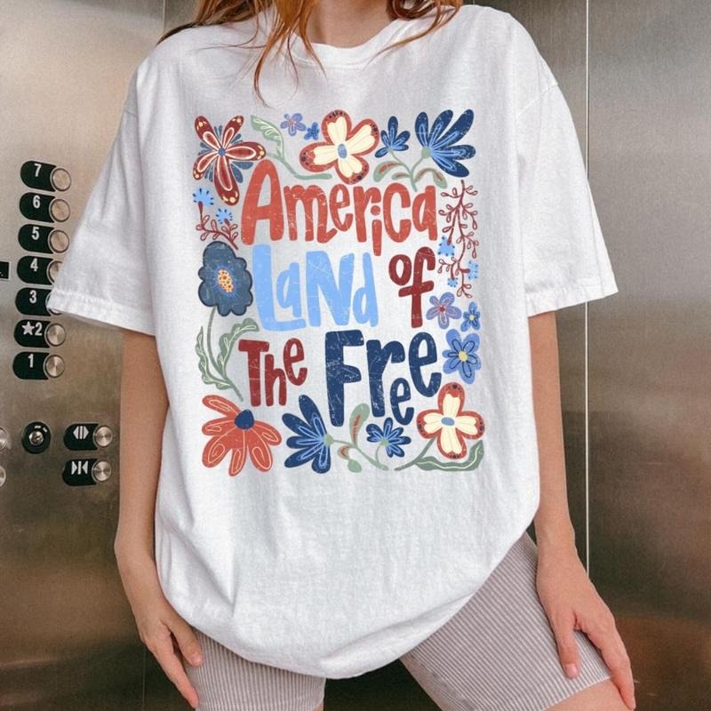 [SALE UP TO 60%] America Land of the Free T-Shirt, Sweatshirt, Patriotic USA Graphic Tee, 4th of July and Memorial Day...