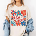 [SALE UP TO 60%] Cute Girly Coquette T-Shirt Sweatshirt, Memorial Day and 4th of July Tee, Floral America Graphic, Retro...
