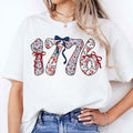 [SALE UP TO 60%] Floral Coquette 1776 T-Shirt, Sweatshirt, Retro America Patriotic Graphic, USA Memorial Day and 4th of...