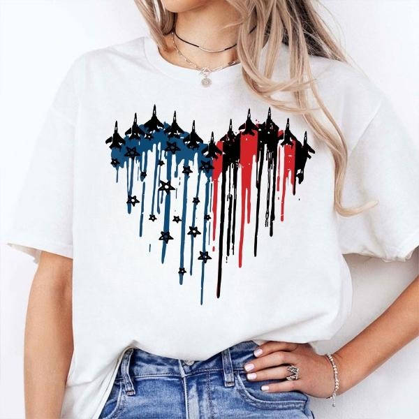 [SALE UP TO 60%] Red Wine Blue and Flyovers T-Shirt Sweatshirt, Memorial Day & 4th of July Graphic Tee, Cute Patriotic...