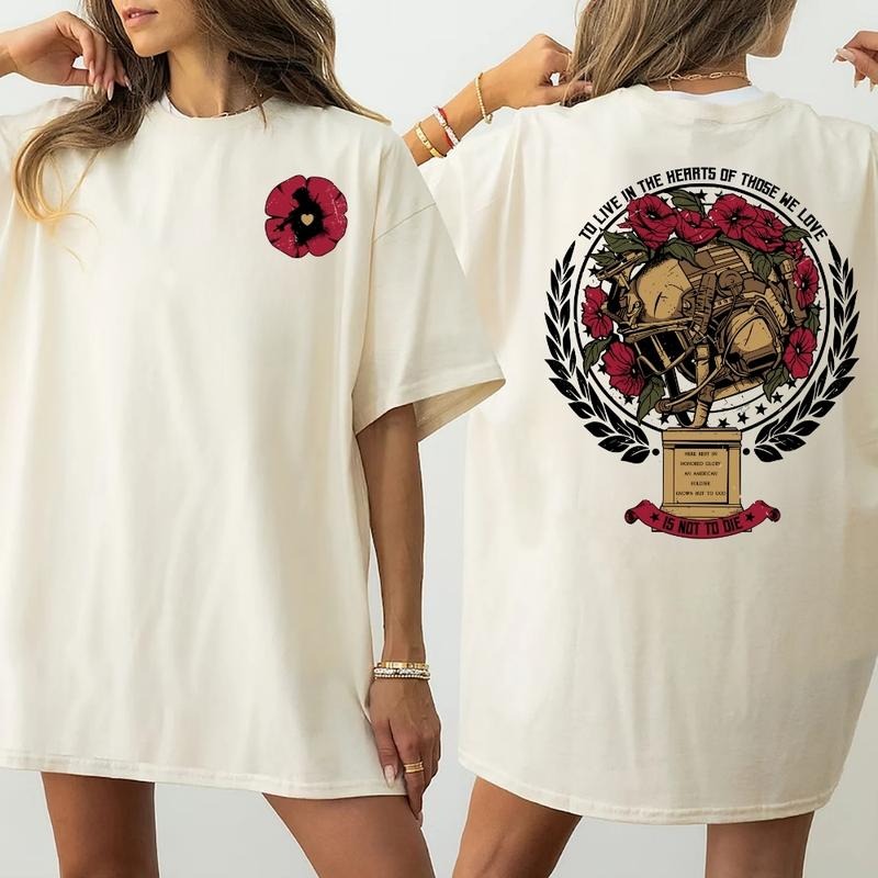 [SALE UP TO 60%] Those We Love Memorial T-Shirt, Sweatshirt, Patriotic Poppy and Helmet Design, Military Tribute Gift for...