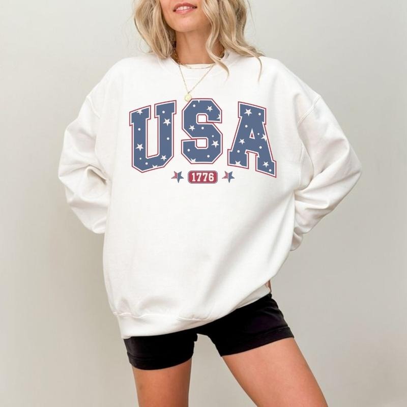 [SALE UP TO 60%] USA T-Shirt, Sweatshirt, Patriotic Red White and Blue Graphic, 4th of July America Est Shirt for Men and...