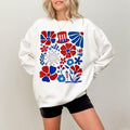 [SALE UP TO 60%] Vintage Boho America T-Shirt Sweatshirt, Memorial Day & 4th of July Floral Tee, Girly USA Pride Shirt,...