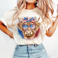 [SALE UP TO 60%] Western Highland Cow T-Shirt, Sweatshirt, 4th of July USA Graphic, American Flag Freedom Shirt for...