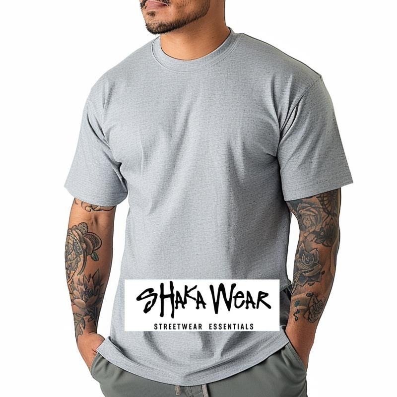 SHAKA WEAR Active Short Sleeve T Shirts Lightweight Cotton Crew Neck Menswear Stylish Hoodie, Sweatshirt | GrindPrints.com