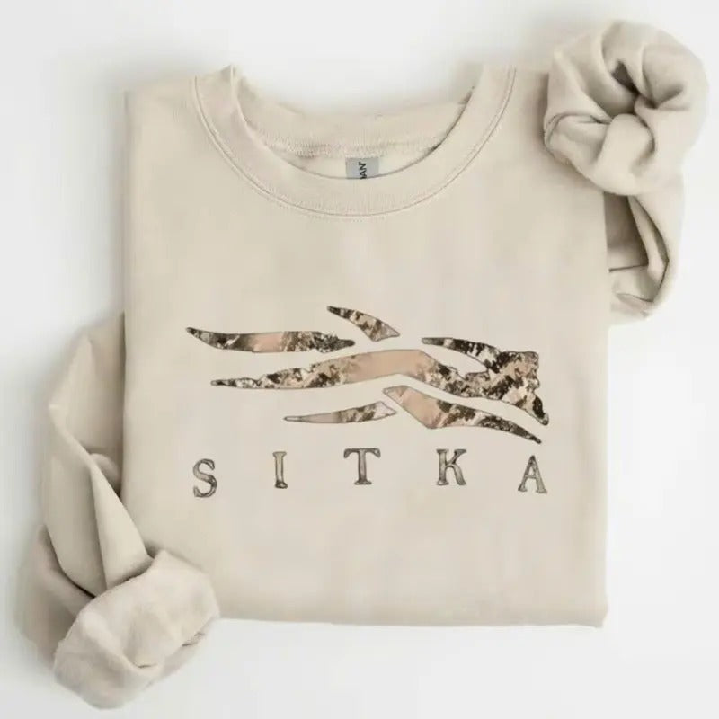 SITKA Gear Crewneck Sweatshirt T-shirt, Unisex Cotton Fabric Collar Pullover Hoodie | GrindPrints.com