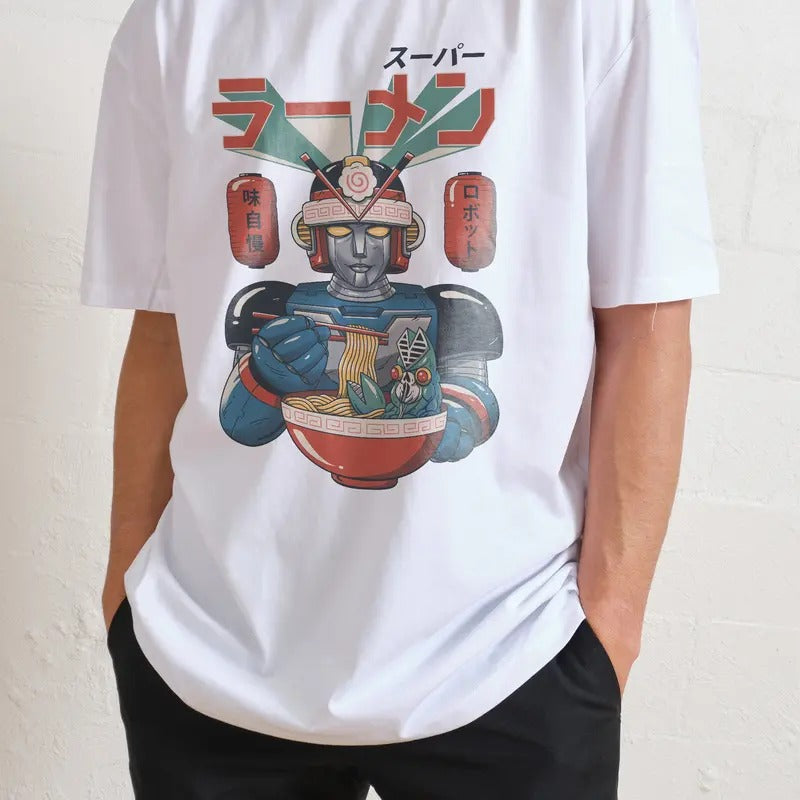 SUPER RAMEN BOT T-SHIRT, Men Summer Fashion Cotton, Cotton Menswear, S to 3XL Soft Top Hoodie, Sweatshirt | GrindPrints.com