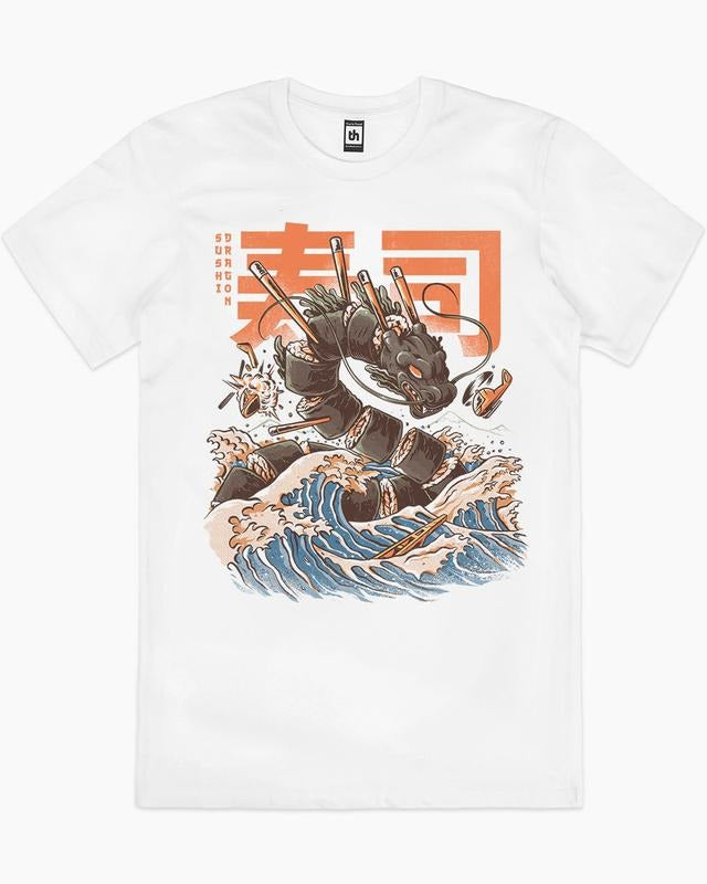 SUSHI DRAGON T-SHIRT, Men Summer Fashion Cotton, Cotton Menswear, S to 3XL Soft Top Hoodie, Sweatshirt | GrindPrints.com