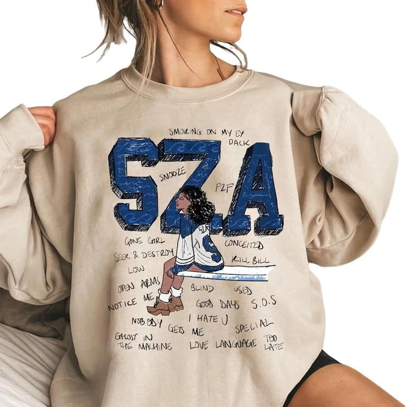 SZA Vintage T-Shirt Sweatshirt Hoodie, Gift For Fans | GrindPrints.com