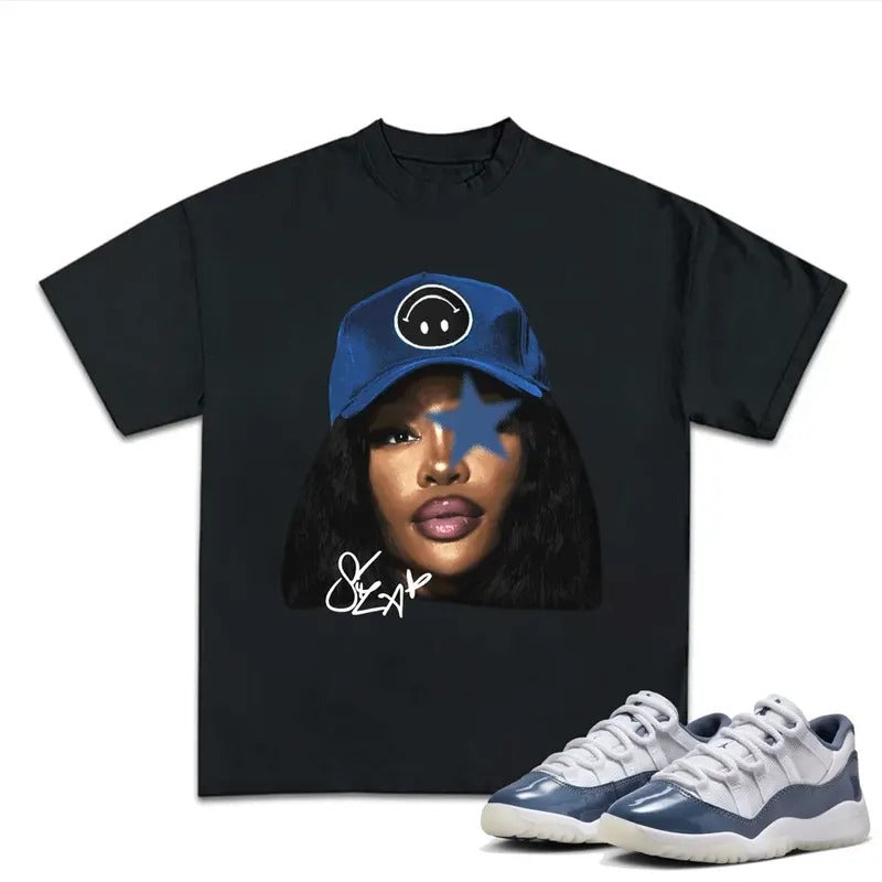 SZASOS 11S Diffused Blue Shirt Shirt Match Sneaker Streetwear Y2k Shirt Cotton Menswear Top T-Shirts, Hoodie, Sweatshirt