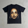 Sade Adu Graphic Tee - Black Short Sleeve Crewneck Shirt with Graphic Design