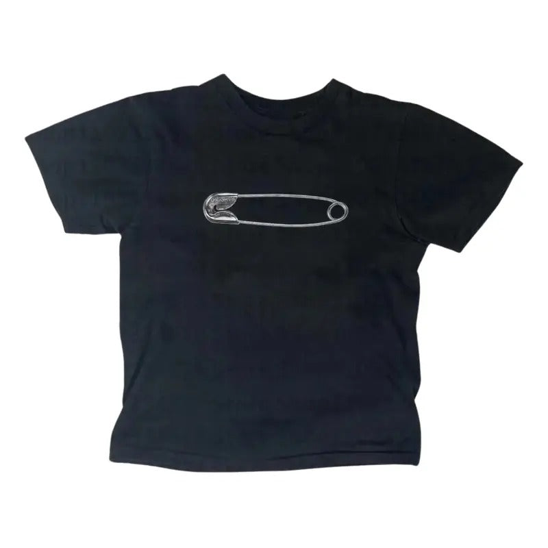 Safety Pin Baby Tee, Vintage Graphic Tee, Clothes 2000s, Y2k Style, Emo Girls Baby Tees, Punk Streetwear, Women's Vintage...