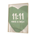 Sage Green Heart Wall Art, 11:11 Heart Art Print, Angel Number Poster, 1111 Lucky Number Print, Gifts For Friends Family...