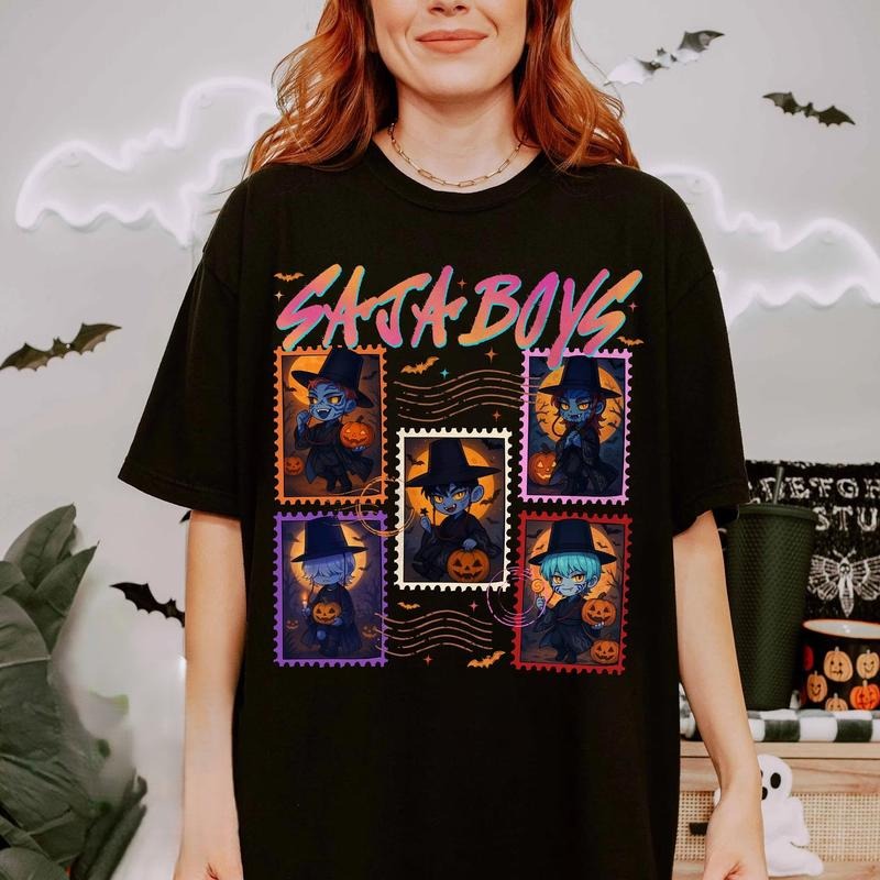 Saja Boys Kpop Demon Hunters T-shirt, Halloween Shirts,Gift for Huntrix Fan, Saja Boys Boy Band Shirt Hoodie, Sweatshirt