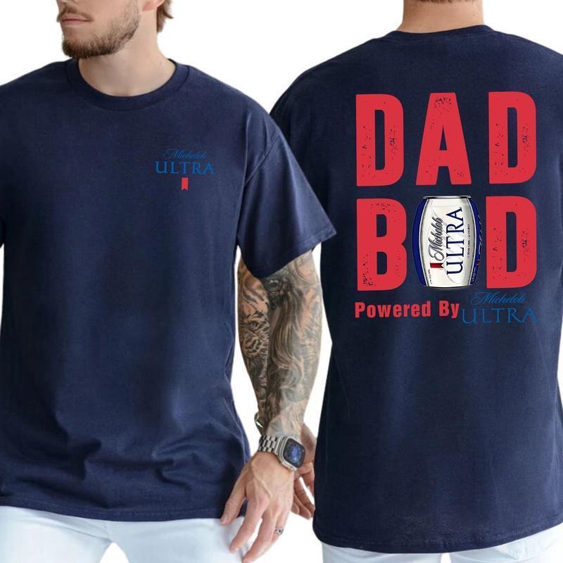 [Sale Up To 60%] Michelob Ultra Dad Bod Powered By Beer Graphic Tee Unisex Funny Father's Day T-shirt Hoodie, Sweatshirt