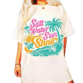 Salt Water And Sun Shine Retro Summer Shirt, Seashell Tropical Beach Tee, Vintage Summer Retro Beach Aesthetics Girls...