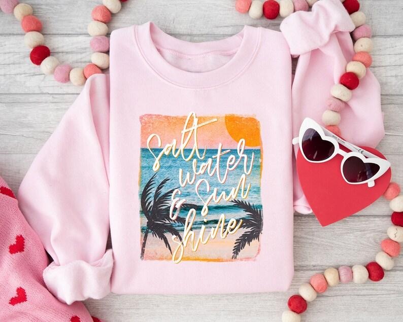 Salt Water Sunshine Sweatshirt, Retro Sunshine Shirt, Beach Shirt, Summer Shirt, Sunshine Shirt, Beachy Shirt, Trendy...