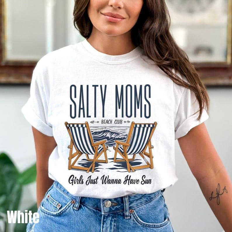 Salty Moms Beach Club Shirt Summer Beach Lover Vacation Shirt Coastal Aesthetic Ocean Lover Gift Womens Beach Days Shirt...