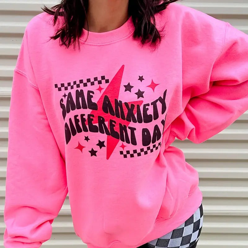 Same Anxiety Graphic Pullover T-Shirts, Hoodie, Sweatshirt | GrindPrints.com