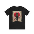 Samurai Pattern Men's Casual Cotton Comfy Short Sleeve Crew Neck T-shirt, Summer Outdoor Made in USA Hoodie, Sweatshirt