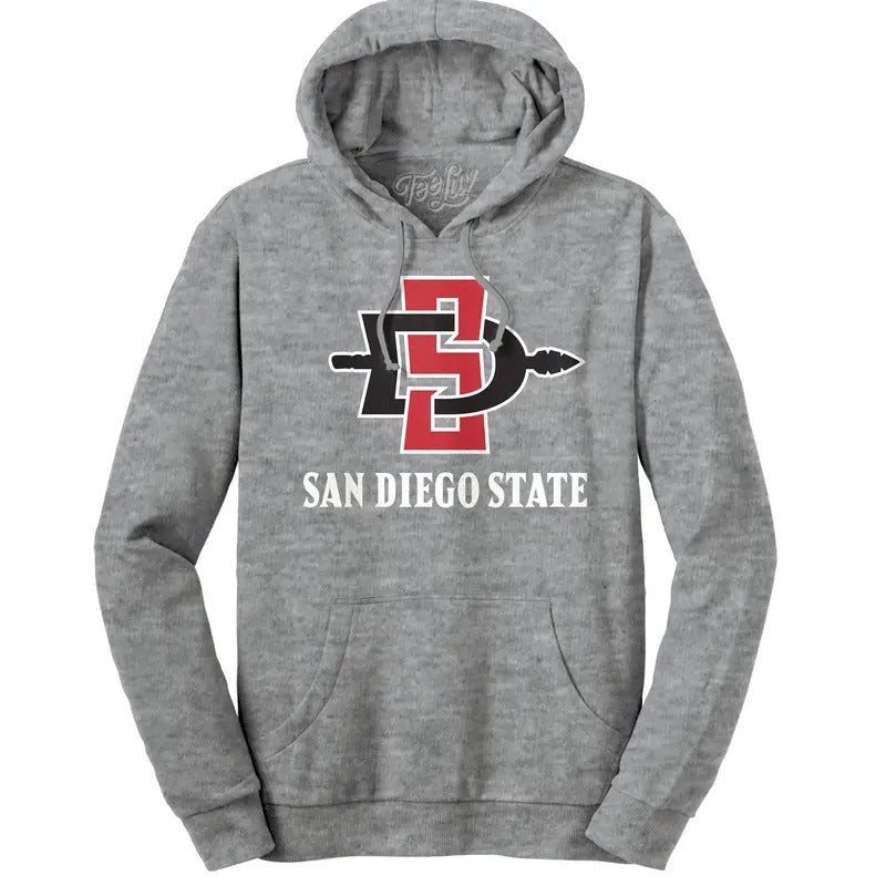 San Diego State University Hooded Sweatshirt - Gray T-Shirts, Hoodie | GrindPrints.com