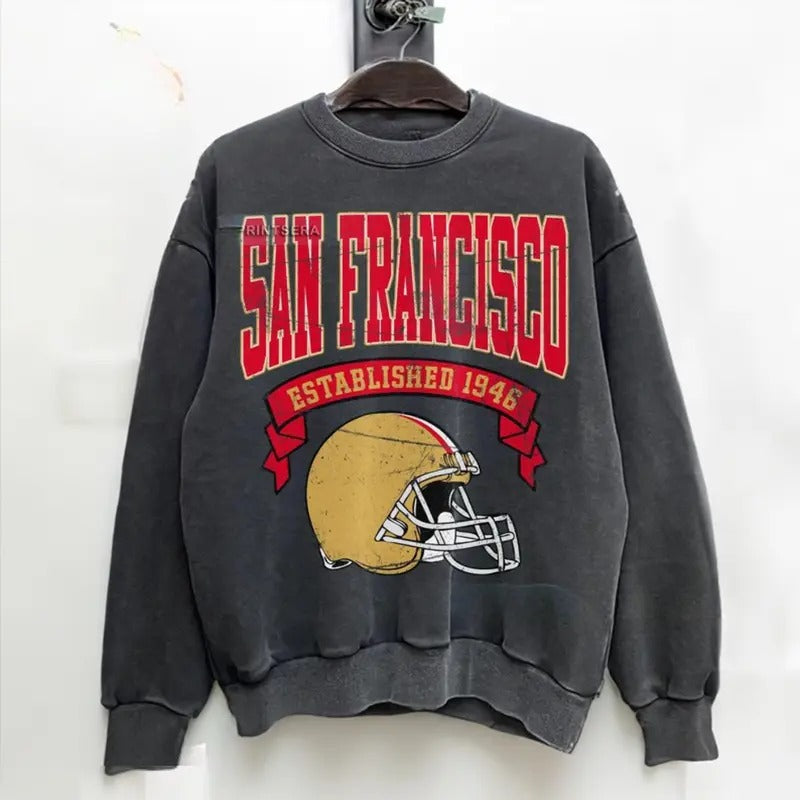 San Francisco Football Vintage Sweatshirt, Unisex Classic Fit T-Shirts, Hoodie | GrindPrints.com