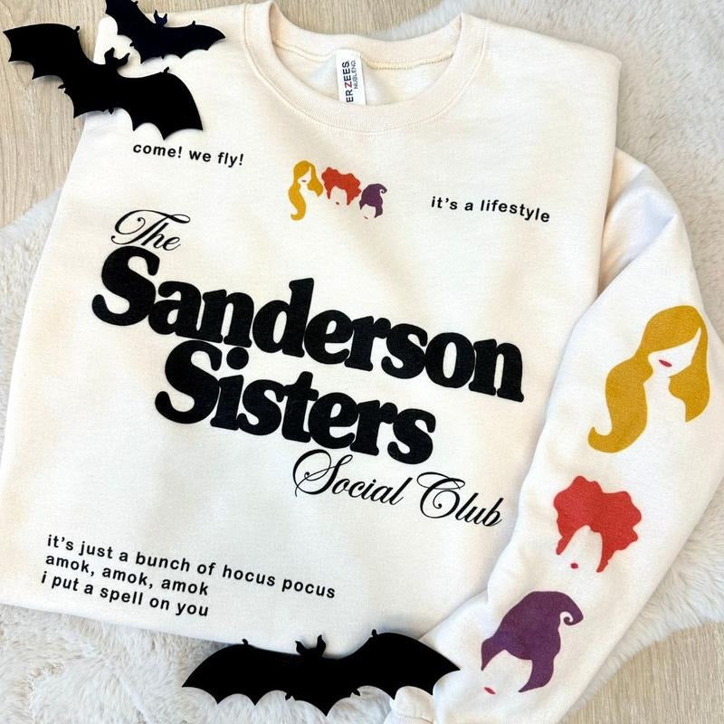 'Sanderson Sisters Social Club' Crewneck Sweatshirt T-Shirts, Hoodie | GrindPrints.com