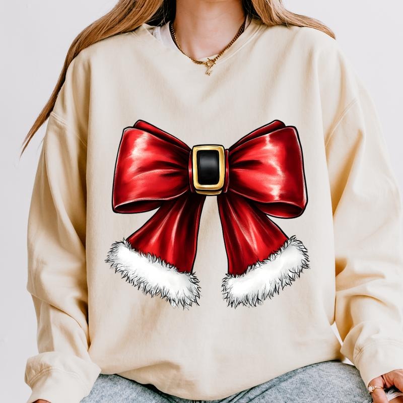 Santa Bow Bow Winter Season Casual Cotton Polyester T-Shirts, Hoodie, Sweatshirt