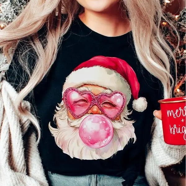 Santa Claus Bubblegum Unisex Shirt, Apparel Relaxed Fit Clothing Womenswear Casual and Comfortable, Gift for Women,...