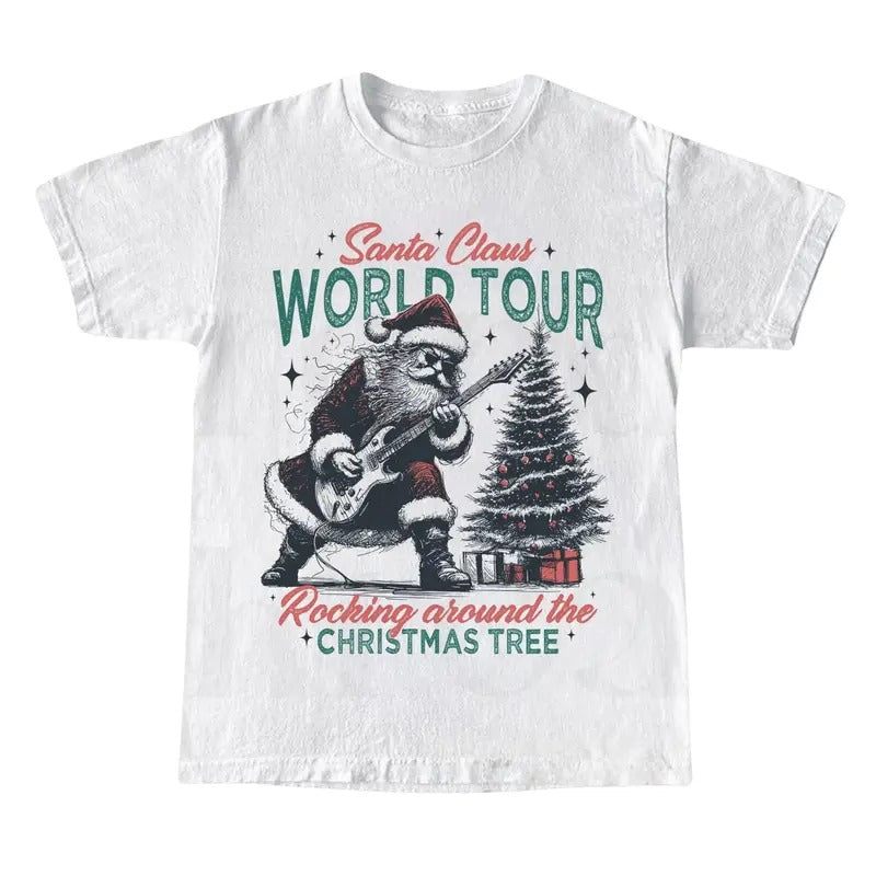 Santa Claus World Tour Shirt Rocking Around Tree T-Shirts, Hoodie, Sweatshirt