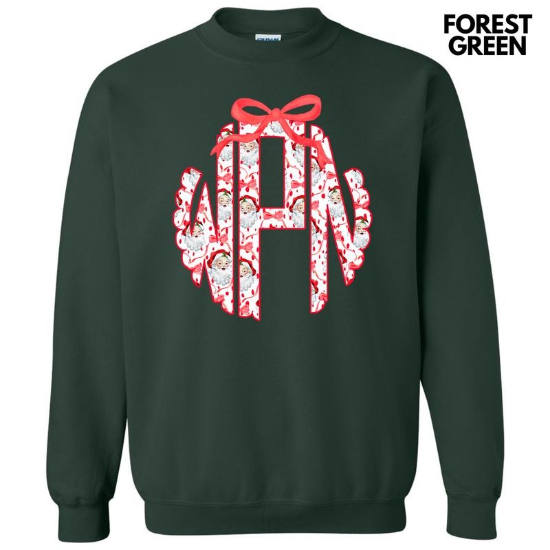 Santa Face Monogram Sweatshirt 'NLB' T-Shirts, Hoodie | GrindPrints.com