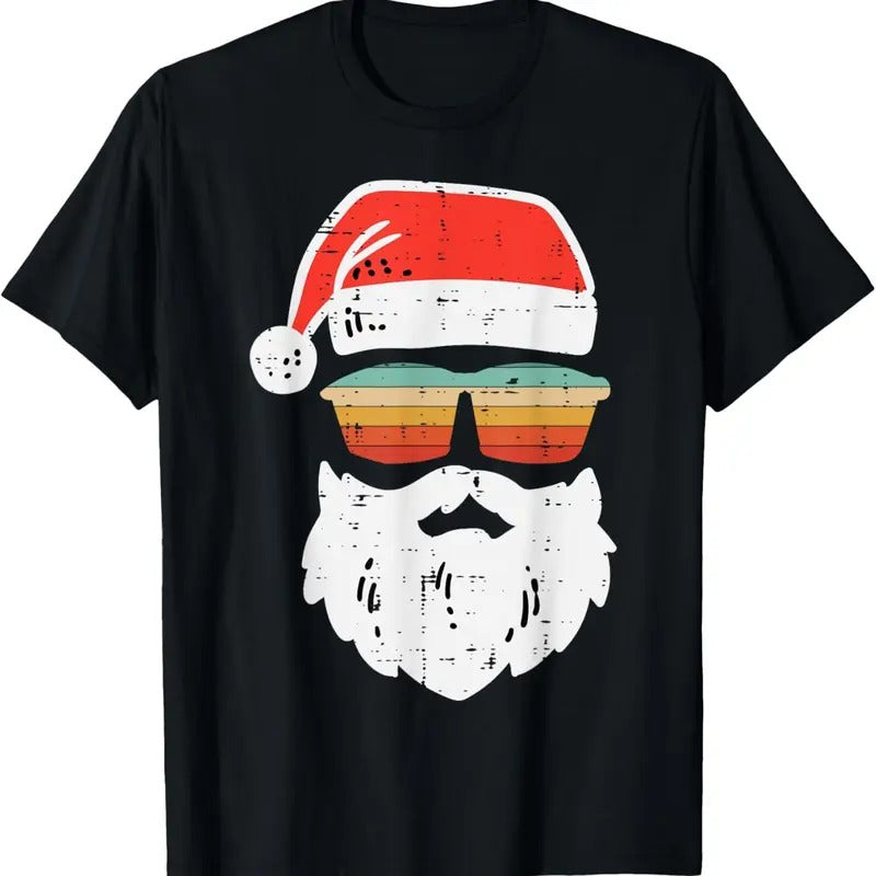 Santa Face Retro Sunglasses Christmas Xmas Men Women Kids T-Shirt Hoodie, Sweatshirt | GrindPrints.com