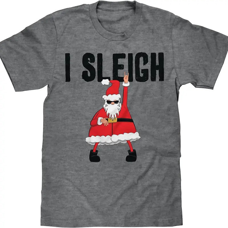 Santa I Sleigh T-Shirt - Gray Hoodie, Sweatshirt | GrindPrints.com