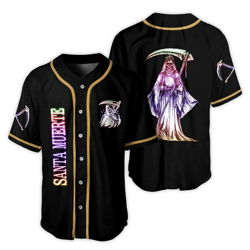 Santa Muerte Baseball Jdersey Mexican Jersey Shirt Jersey For Him For Her Style Button Down. Hoodie, Sweatshirt