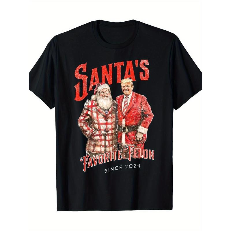 Santa's Favorite Felon Since 2024 Christmas Xmas Funny Trump T-Shirt 100% Cotton Made in USA Hoodie, Sweatshirt