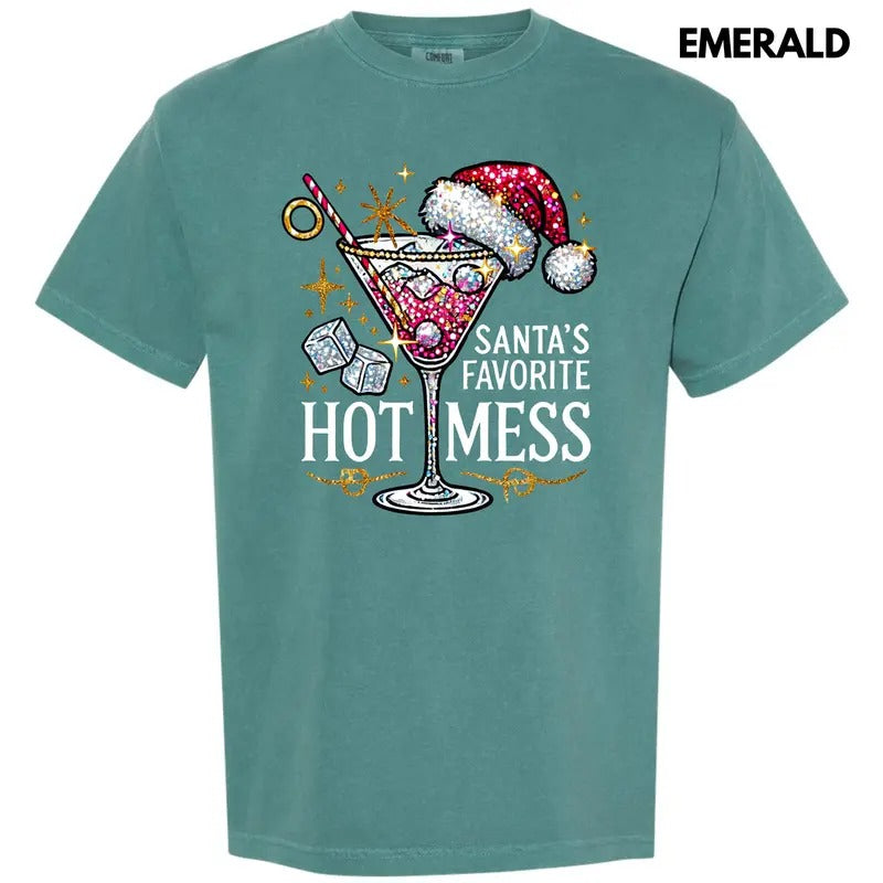 Santa's Favorite Hot Mess Comfort Colors T-Shirt 'NLB' Hoodie, Sweatshirt | GrindPrints.com