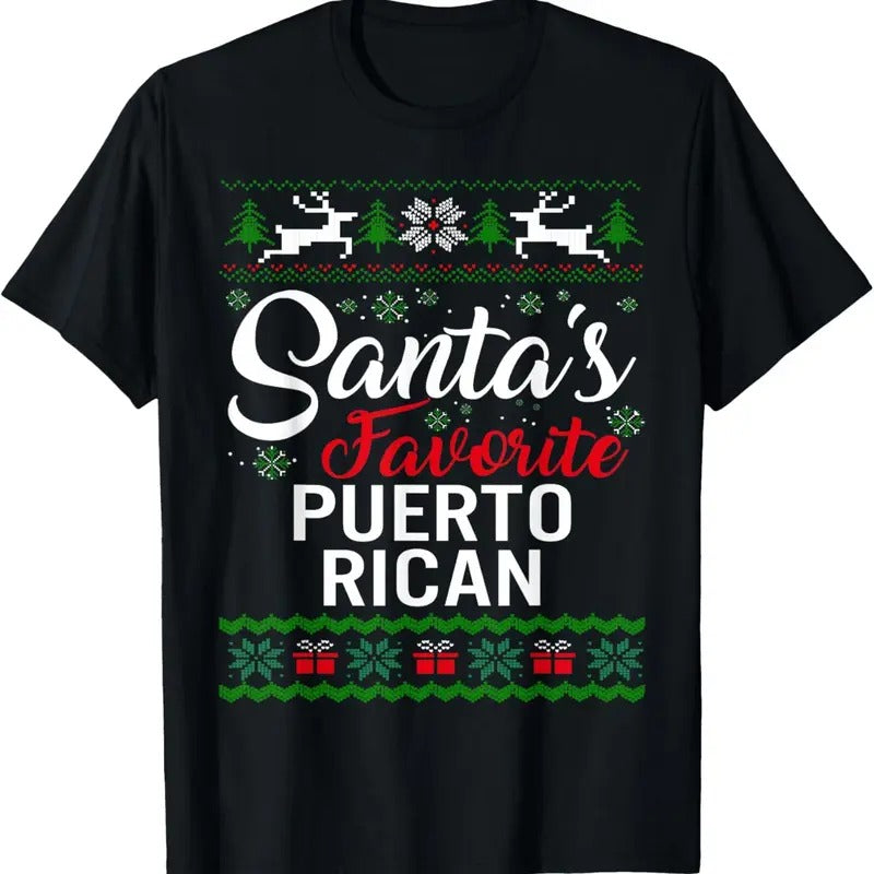 Santa's Favorite Puerto Rican Christmas Ugly Sweater family T-Shirt Hoodie, Sweatshirt | GrindPrints.com