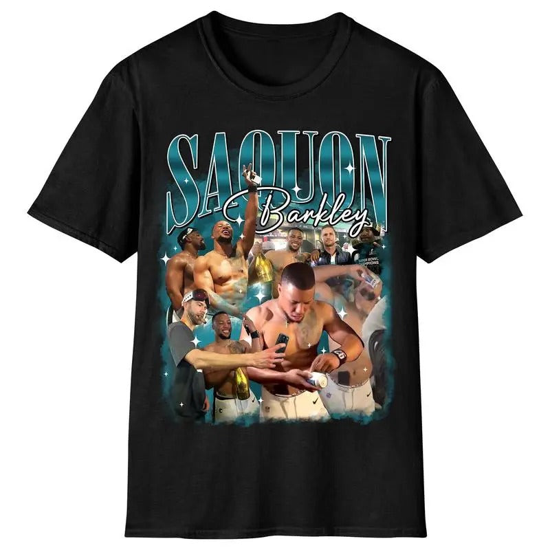 Saqu0n Barkl3y shotgun beer after Eagl Sup B0wl 2025 win shirt, Saqu0n Barkl3y Tee, Heavy Cotton Shirt For Men & Women,...