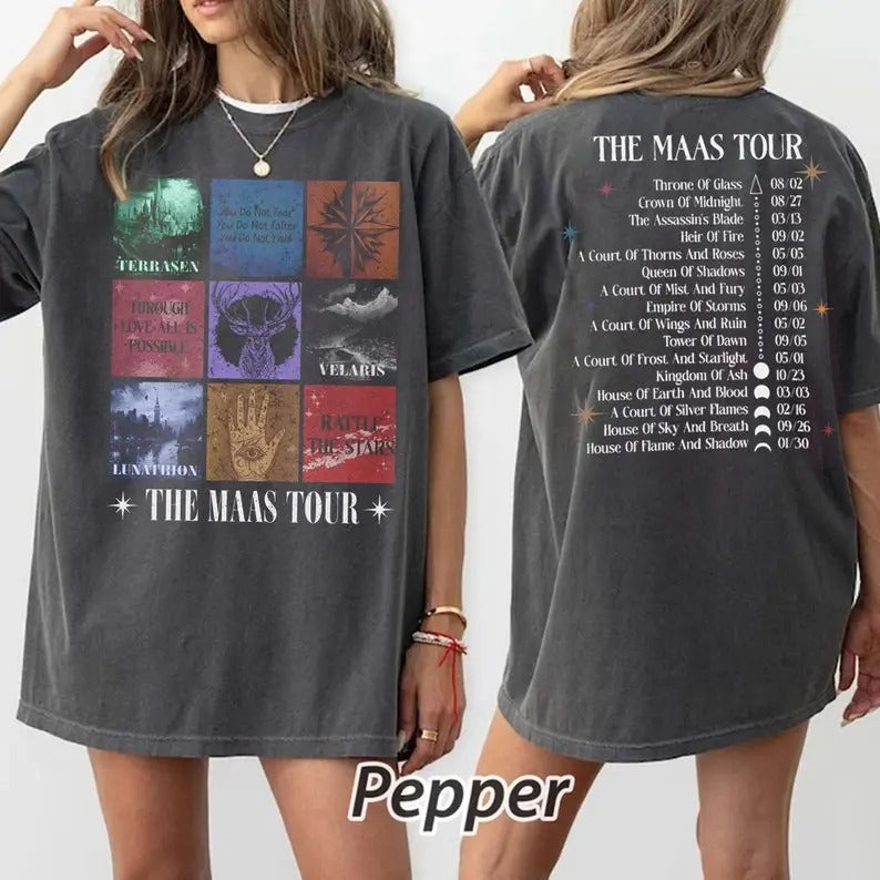 Sarah J. Maas Eras Tour T-Shirt, The Maas Tour Tee, Crescent City, Throne of Glass Merch, SJM Fan Apparel, Unisex Tee...