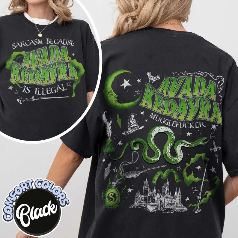 Sarca$m Because Av@da KedAvra Is Illegal Shirt, Hp Fan shirt, Wizard Shirt, Magic Wand, Wizard School Shirt, Superhero...