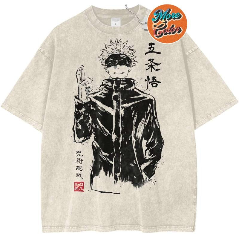 Satoru Gojo Shirt, Jujutsu Kaisen Anime Vintage Shirts, Cotton Unisex T-Shirt, Crew Neck, Size S- 3XL, Menswear Top,...