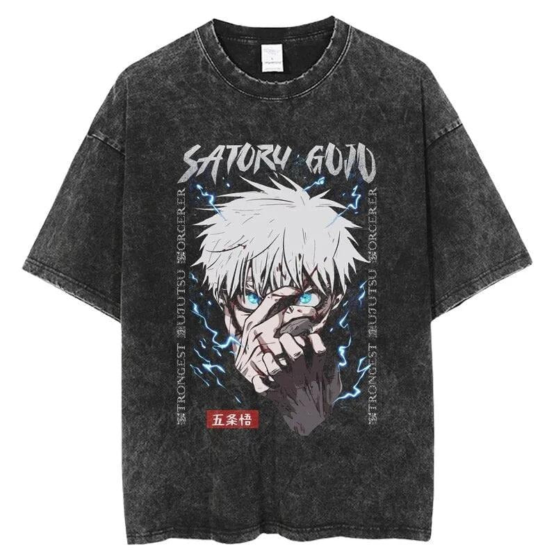 Satoru Gojo Six Eye Technique Vintage Tee Menswear Top Underwear Tshirt Underwear Tshirt Hoodie, Sweatshirt | GrindPrints.com