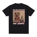 Save The Environment Eat Plastic Cute Cat Graphic T Shirt Funny Men Women Hoodie, Sweatshirt | GrindPrints.com
