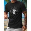 Save Water Drink Beer Print Men's Fashion Comfy Breathable T-Shirt, New Casual Round Neck Short Sleeve Tee For Spring...